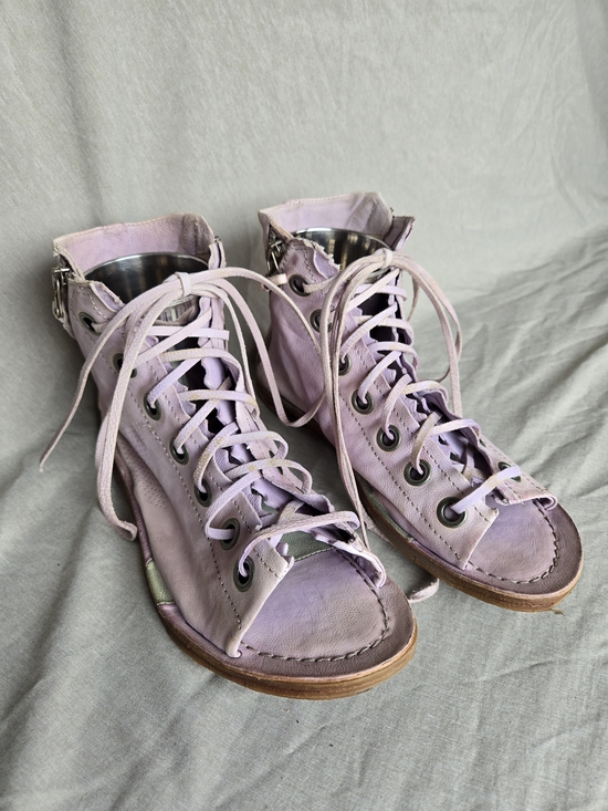 A.S.98 Shoes - A.S.98 Regal Lilac Purple Leather Open Toe Lace Up Ankle Boots Sandal Gladiator